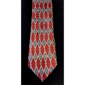 Silk Vienicci Men's Burgundy Gray Dress Suit Tie Diamond Geometric Pure Silk